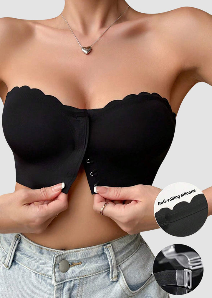 Comfortable Breathable Scallop Trim Hook &amp; Eye Front Bralette