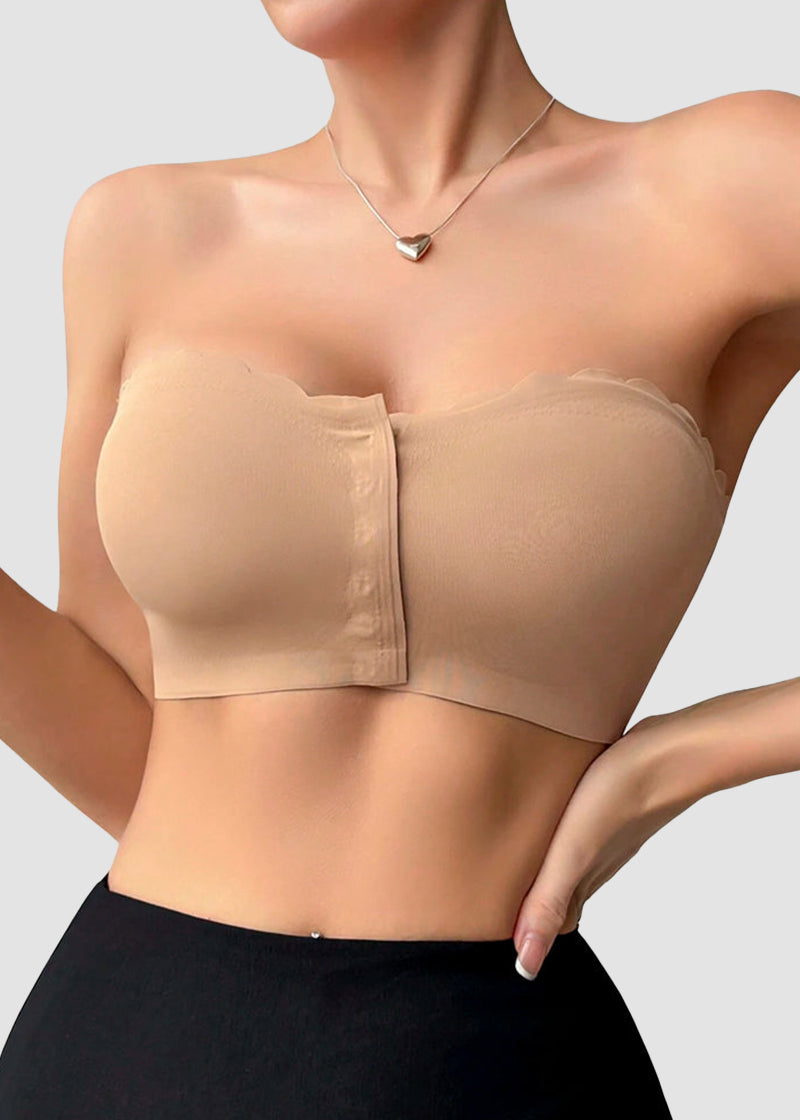 Comfortable Breathable Scallop Trim Hook &amp; Eye Front Bralette