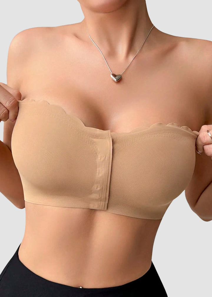 Comfortable Breathable Scallop Trim Hook &amp; Eye Front Bralette
