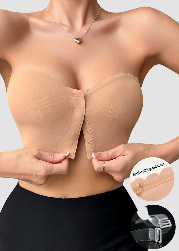 Comfortable Breathable Scallop Trim Hook &amp; Eye Front Bralette