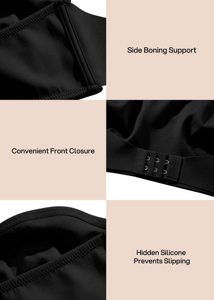 Front Closure Wireless Push-Up Bandeau Bra