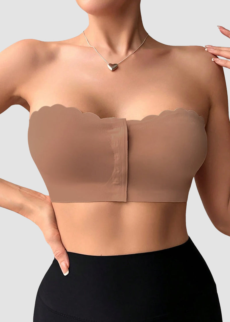 Comfortable Breathable Scallop Trim Hook &amp; Eye Front Bralette