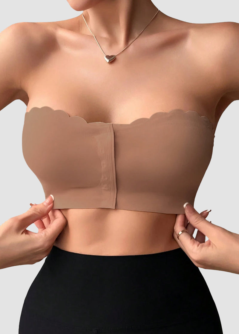 Comfortable Breathable Scallop Trim Hook &amp; Eye Front Bralette