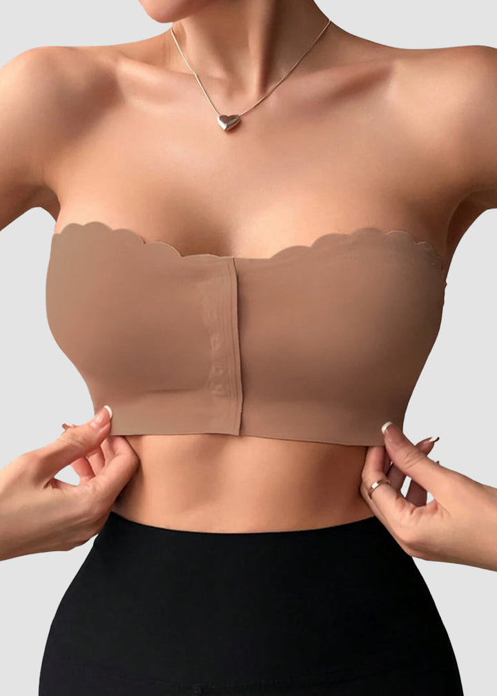 Comfortable Breathable Scallop Trim Hook &amp; Eye Front Bralette