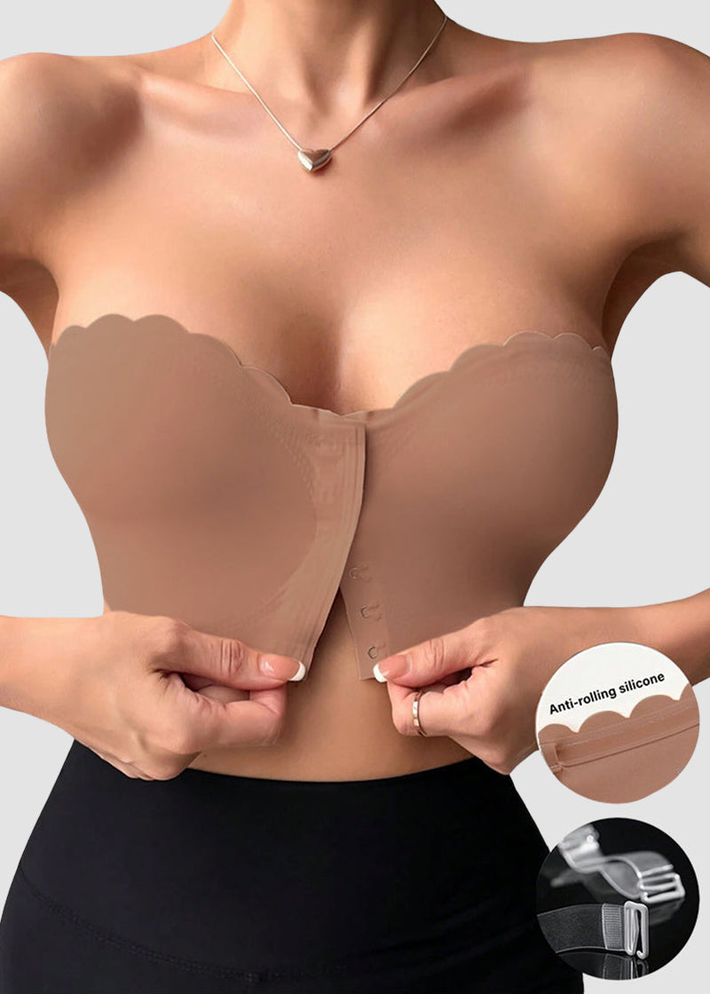 Comfortable Breathable Scallop Trim Hook &amp; Eye Front Bralette