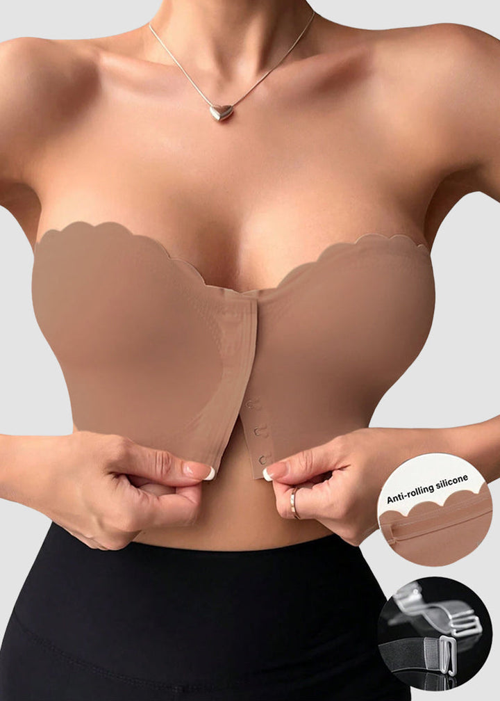 Comfortable Breathable Scallop Trim Hook &amp; Eye Front Bralette