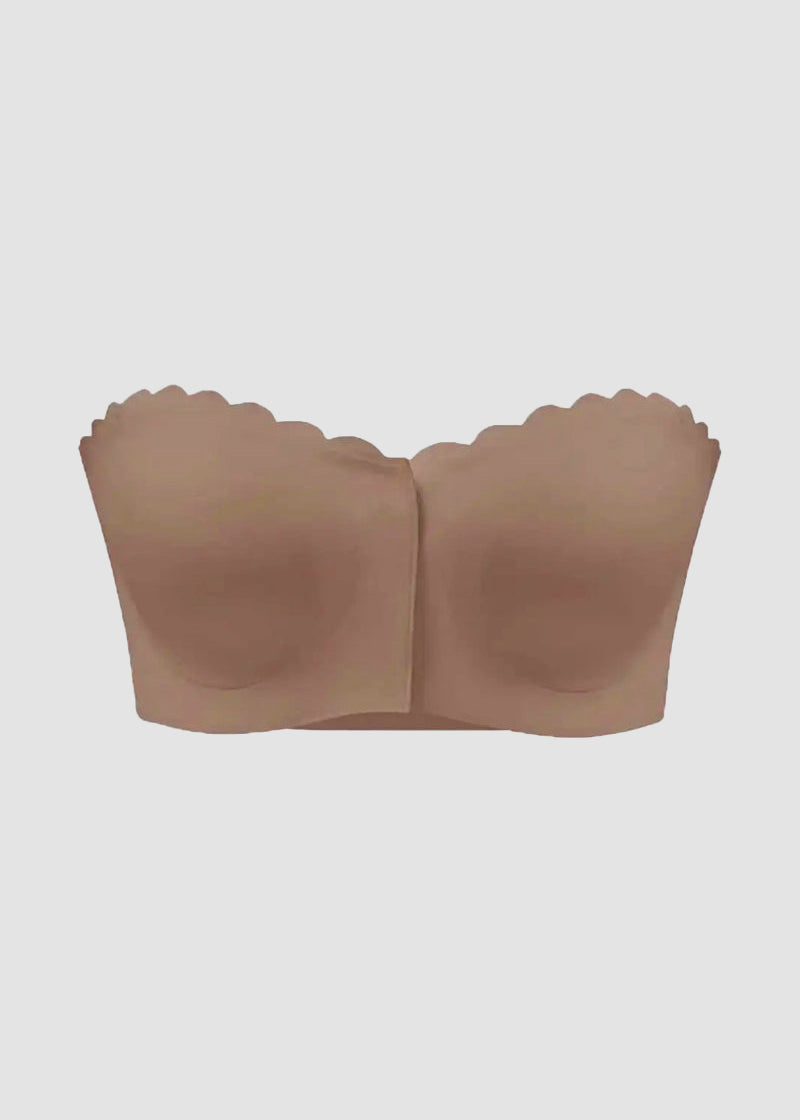 Comfortable Breathable Scallop Trim Hook & Eye Front Bralette
